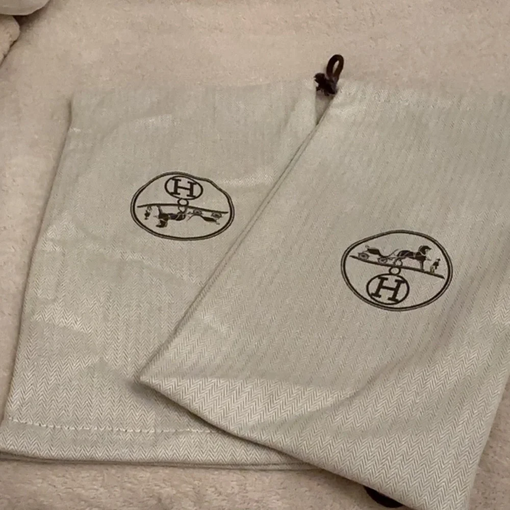 2 Hermes shoe dust bags